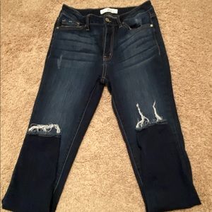 KanCan Skinny Jeans High Waisted Shark Bite Hem